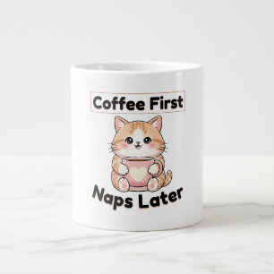 Kaffee zuerst, Nickerchen später, süße Katze   Kaw Jumbo-Tasse