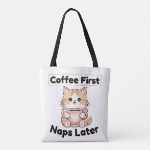 Kaffee zuerst, Nickerchen später Süße Katze Kawa Tasche
