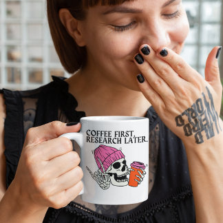 Kaffee zuerst recherchieren später - Phd Kaffeetasse
