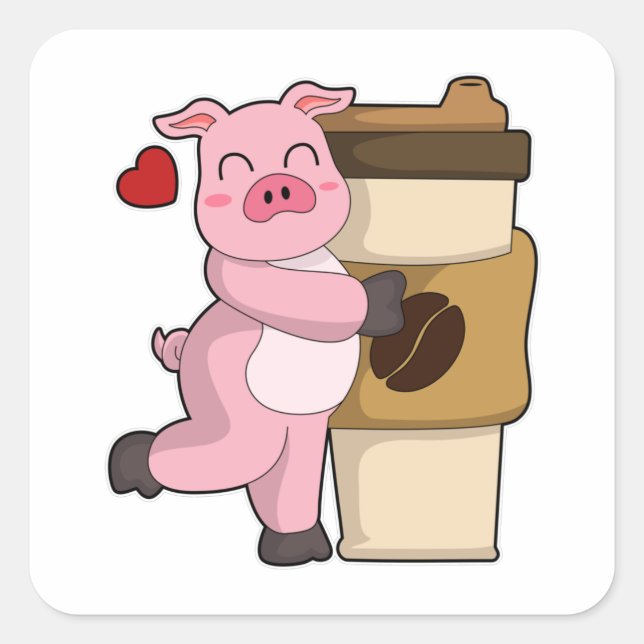 Kaffee zum Mitnehmen Quadratischer Aufkleber (Vorderseite)