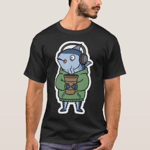 Kaffeeabhängiger Tuna – Lustiger Hoodie Cartoon T-Shirt