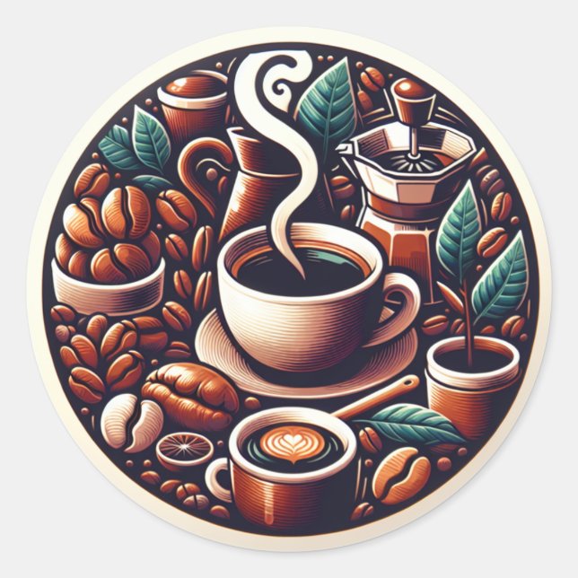 Kaffeeaufkleber Runder Aufkleber (Vorderseite)