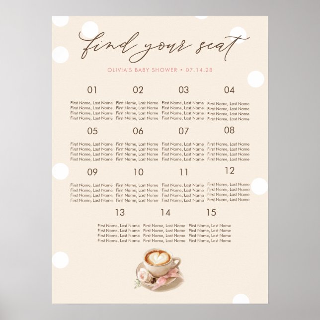 Kaffeebaby-Party-Sitzplan Poster (Vorne)