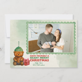 Kaffeebär "Beary Frohe Weihnachten" Fotokarte Feiertagskarte