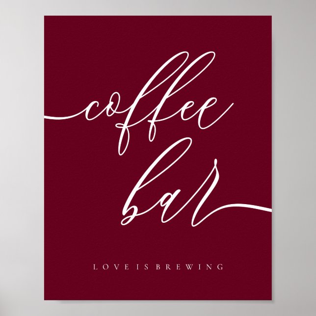 Kaffeebar Simple Burgund Poster (Vorne)