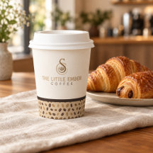 Kaffeebecher aus Papier in Beige mit Kaffeerahmen
