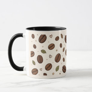 Kaffeebecher mit Kaffebohnen- und Blattmuster für Tasse