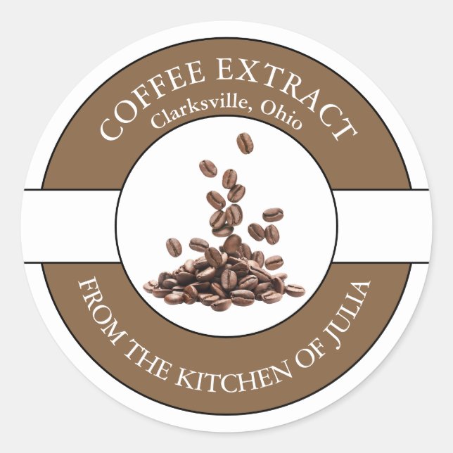 Kaffeebeerlabel Runder Aufkleber (Vorderseite)