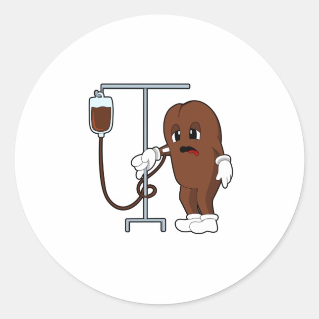 Kaffeebohne mit Kaffeekanne Runder Aufkleber (Vorderseite)