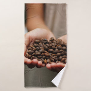 Kaffeebohnen aroma geröstet badehandtuch