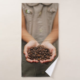 Kaffeebohnen aroma geröstet badehandtuch