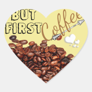 Kaffeebohnen-Aufkleber Herz-Aufkleber