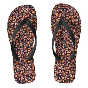 Kaffeebohnen Bleistiftzeichnung Muster Rustikal Br Flip Flops