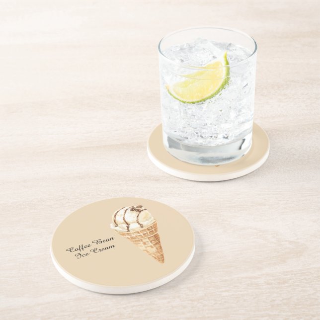Kaffeebohnen-Eiscreme-Kegel Getränkeuntersetzer (Seite)