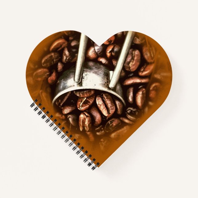 Kaffeebohnen Elegantes Foto Kreatives Cooles Herz Notizbuch (Vorderseite)