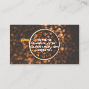 Kaffeebohnen für den Kaffee, Kaffeeservice und Visitenkarte