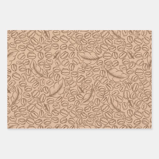 Kaffeebohnen Geschenkpapier für Kaffeeliebhaber Set (Vorderseite)