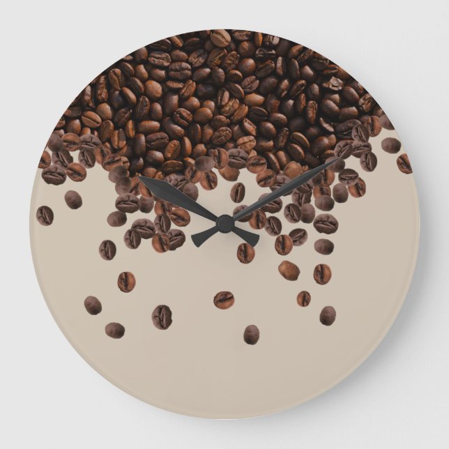 Kaffeebohnen Große Wanduhr (Vorderseite)