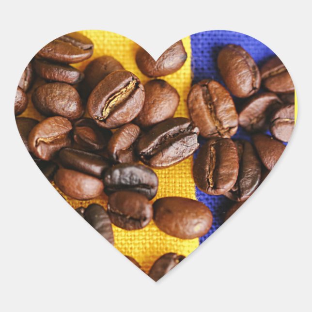 Kaffeebohnen Herz-Aufkleber (Vorderseite)