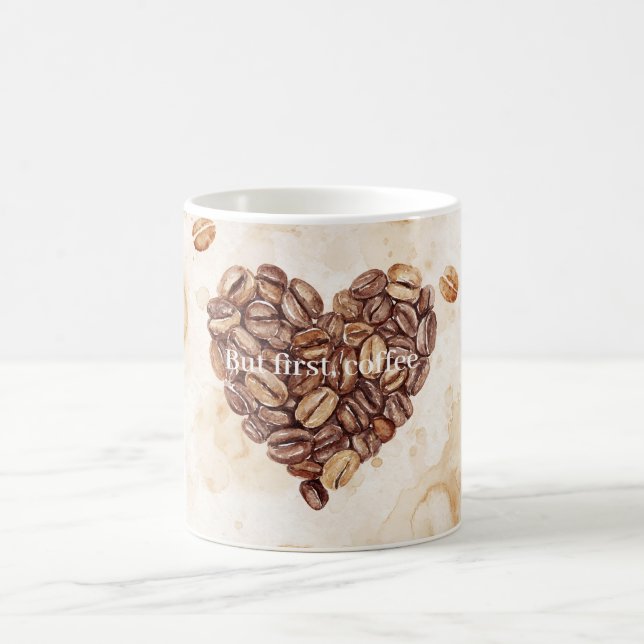 Kaffeebohnen Herz Creme First Kaffeetasse (Mittel)