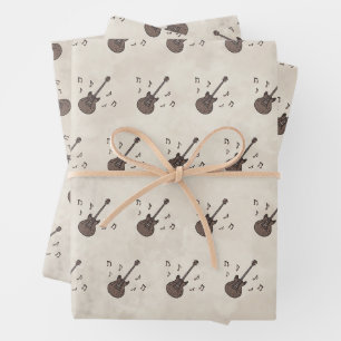 Kaffeebohnen-Kaffee-Gitarre-Kaffee Art-Music- Geschenkpapier Set