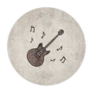 Kaffeebohnen-Kaffee-Gitarre-Kaffee Kunst-Musik- Schneidebrett