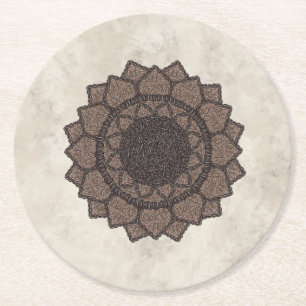 Kaffeebohnen-Mandala-Moderne Organik-Kaffee-Liebha Runder Pappuntersetzer