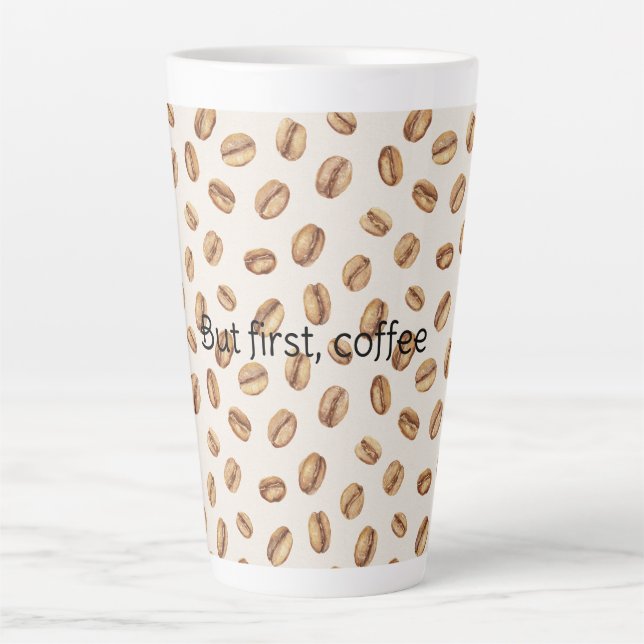 Kaffeebohnen mit Creme Milchtasse (Vorderseite)