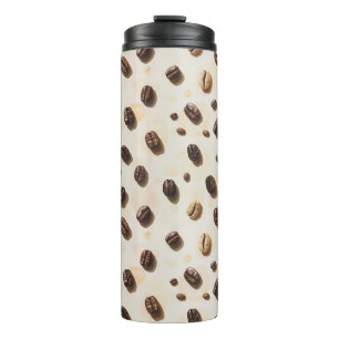Kaffeebohnen Muster auf einer leichten Oberfläche Thermosbecher