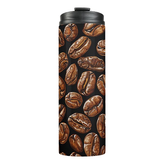 Kaffeebohnen Muster Barista Geschenk Thermosbecher (Vorderseite)