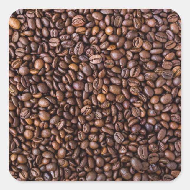 Kaffeebohnen Muster Funny Coffee Lovers Quadratischer Aufkleber (Vorderseite)