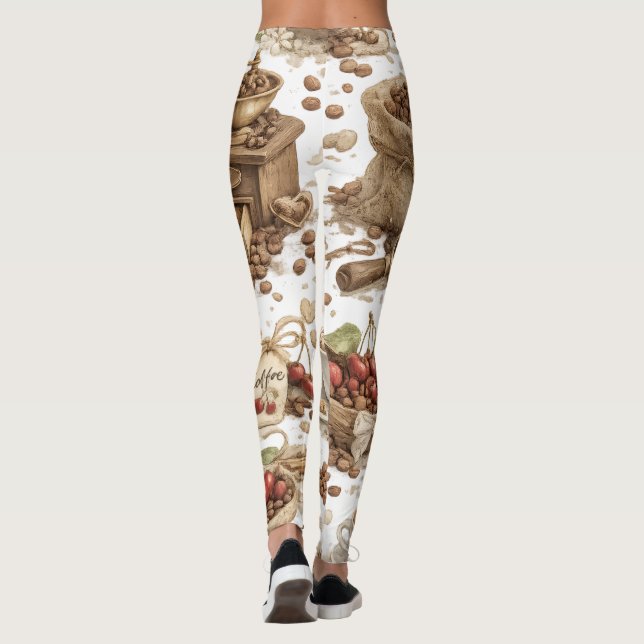 Kaffeebohnen-Muster-Leggings Leggings (Rückseite)