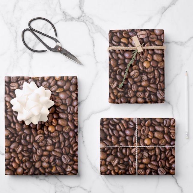 Kaffeebohnen! Packpapier Geschenkpapier Set (Vorderseite)