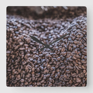 Kaffeebohnen Quadratische Wanduhr