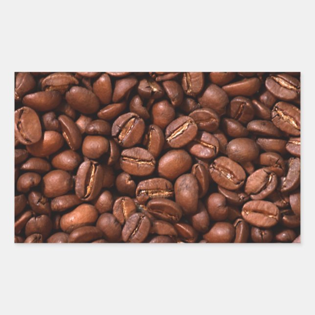 Kaffeebohnen Rechteckiger Aufkleber (Vorderseite)