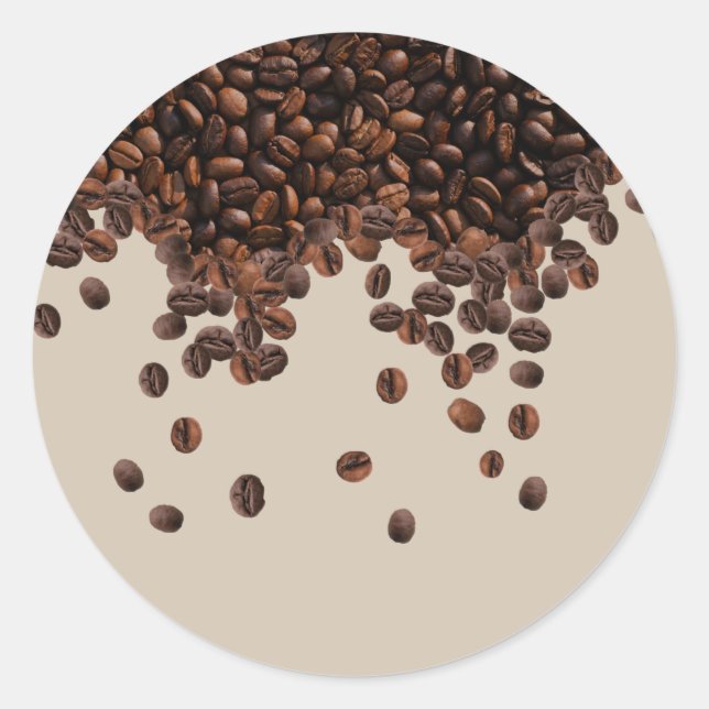 Kaffeebohnen Runder Aufkleber (Vorderseite)