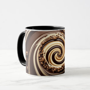 Kaffeebohnen-Spirale in Schokoladen- und Cremetöne Tasse