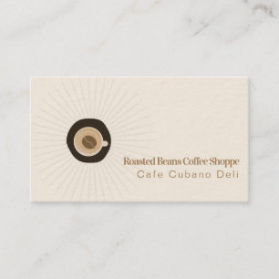 Kaffeebohnen-Tasse-Shop-Barista-Logo-Tasse-Beige Visitenkarte