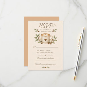 Kaffeebohnen Tassen Kaffeeshop Hochzeit RSVP Karte