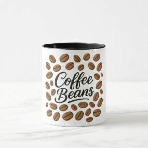 Kaffeebohnen Typografie Illustration Tasse