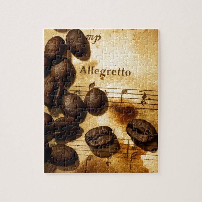 Kaffeebohnen und Musiknoten (Vertikal)