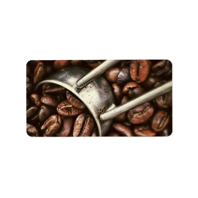Kaffeebohnen und Schotter Adressaufkleber (Vorne)