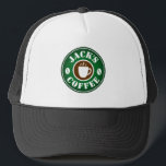 Kaffeebohnen und Tasse Logo LKW-Hut für Barista Truckerkappe<br><div class="desc">Kaffeebohnen und Tasse Logo Trucker Hut für Barista. Individuelle Hüte für Ladenangestellte,  Mitarbeiter,  Mitarbeiter,  Chef,  Firmenmitarbeiter,  Lagerpersonal usw. Fügen Sie Ihren eigenen personalisierten Firmennamen hinzu.</div>