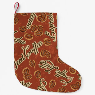 Kaffeebohnen und typografische Grunge-Nägel Kleiner Weihnachtsstrumpf