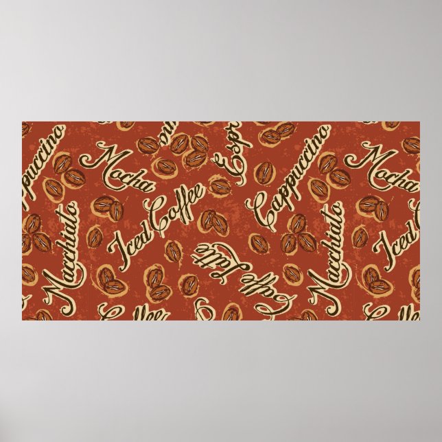 Kaffeebohnen und typografische Grunge-Nägel Poster (Vorne)