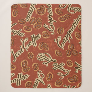 Kaffeebohnen und typografische Grunge-Nägel Sherpadecke