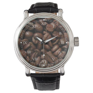 Kaffeebohnen Vintag - römische Numeruhr Armbanduhr