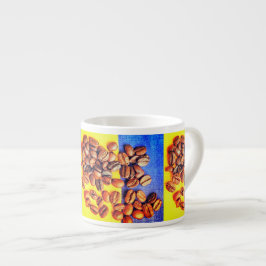 Kaffeebohnen Yellow Blue Textur Espresso Cup Espressotasse
