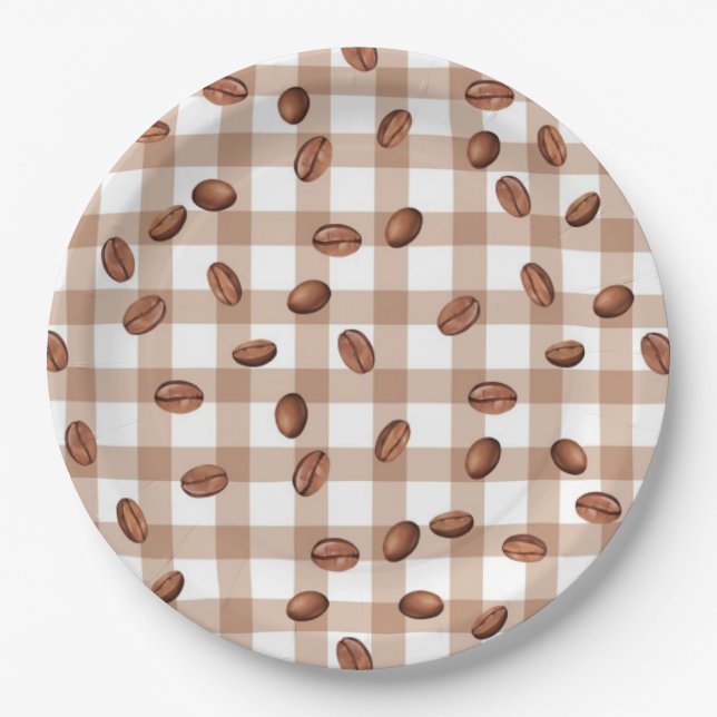 Kaffeebohnenmuster Pappteller (Vorderseite)