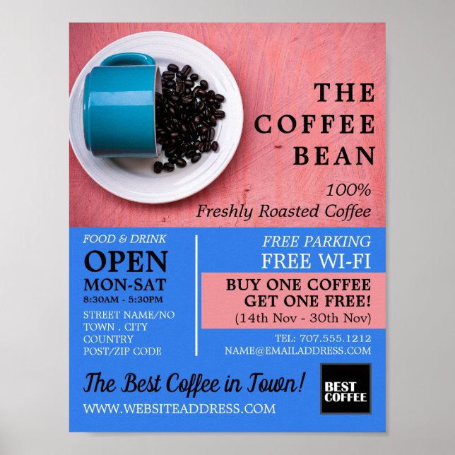 Kaffeebrasse Tasse, Barista, Café, Coffeehouse Adv Poster (Vorne)